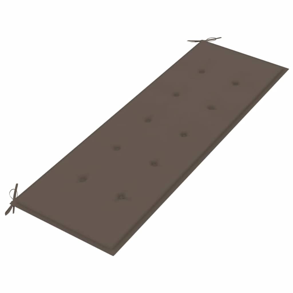 Batavia ławka ogrodowa, 150 cm, lite drewno tekowe z poduszką w kolorze taupe, odporna na warunki atmosferyczne, siedzisko z podłokietnikami i oparciem, na balkon, taras i do ogrodu przed
