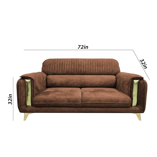 Image of Casaliving Gelio 3 Seater Sofa Set for Living Room (Brown Colour) Premium Fabric Sofa