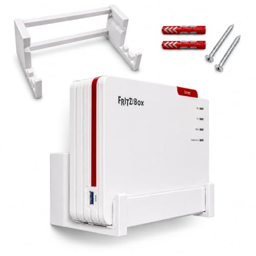 OSAZEE Wandhalterung für AVM FritzBox 5690 Pro 9 cm Wandabstand für optimale Kabelführung Überkopf & Untertisch montierbar inkl. Schrauben & Dübel Made in Berlin