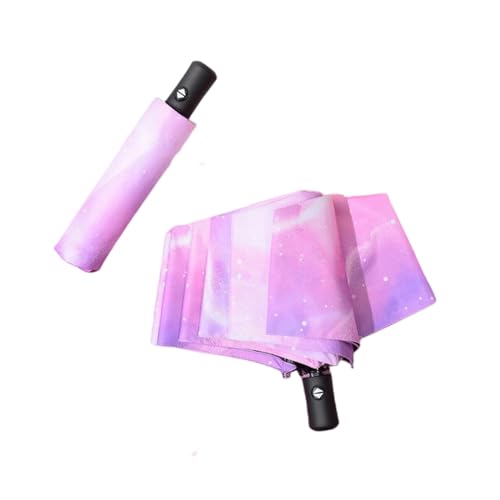 TEidea Paraguas Paraguas De Tri-Pliegue De Plegado Automático, Colorido Colorido De La Estrella Estrella Estrellada Del Viento De La Mujer Paraguas Del Sol-Morado Automático