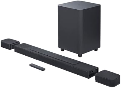JBL Bar 1000, barra de sonido, altavoces y subwoofer inalámbrico, tecnología PureVoice, HDMI eARC, sonido envolvente Dolby Atmos, DTS X, MultiBeam, en negro, Enchufe EU (tipo C)