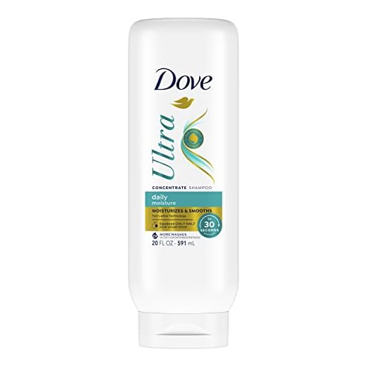 Dove Ultra Daily Moisture Concentrate Shampoo for Dry Hair Moisturizes and Smooths in 30 Seconds, Ultra-Lather Technology and 2X More Washes 20 oz