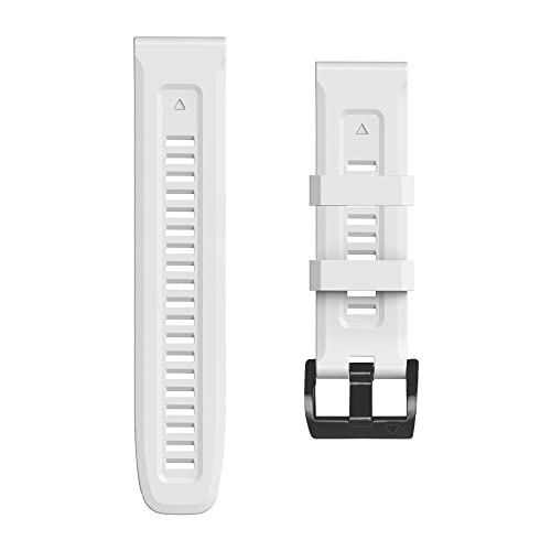 Bracelet montre 26mm pour Garmin Fenix 7X 6X en silicone blanc robuste