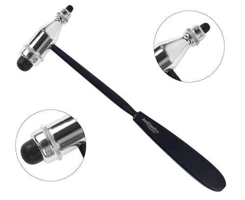 Innotech Tromner neurologischer Reflexhammer für Hautreflexe und Oberflächenreaktionen (Schwarz-Silber mit Bürste)