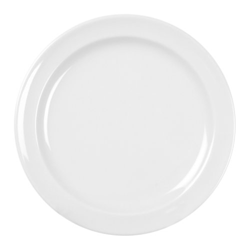 Excellanté Milan Melamine White Collection 7-1/4-Inch Round Dessert Plate, White, 12-Piece