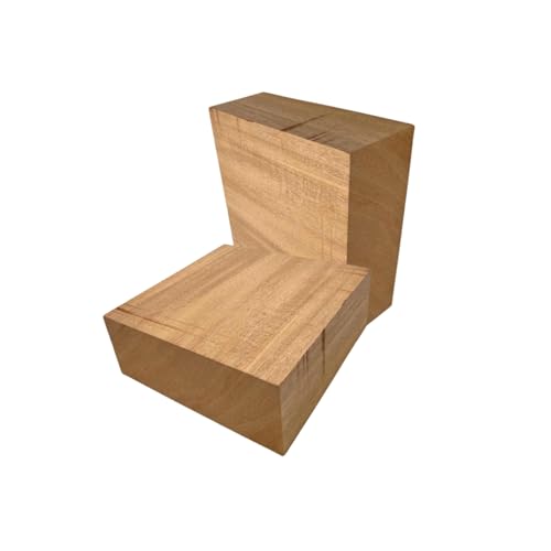 Pack of 2 Mahogany Wood Bowl Blanks 4" x 4" x 2" | Hardwood Turning Blocks for Lathe, Woodworking, and DIY Craft Projects | Sustainable Exotic Wood by Exotic Wood Zone