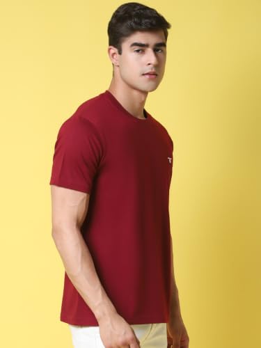 Image of Pinkmint Men's Cotton Blend T-Shirt ll Soild Round Neck T-Shirt ll Stylish Half Sleeve T-Shirt's (Pack of 1)