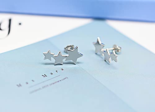 Sterling Silver Star Stud Earrings For Girls Women - Hypoallergenic Stars Post Earrings For Girls Teens Women #TOP5