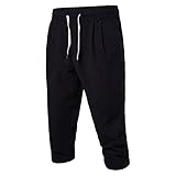 Herren Sommer Leinen Einfarbig Strand Lässig Elastische Taille Klassische Passform Shorts Hosen Herren 3/4-Hose Gummiband Tasche Baumwolle Leinen Freizeithose