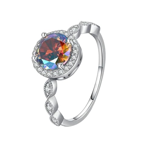 RDSGYZ Anillo de granate de oro blanco de 9 quilates, 14 quilates y 18 quilates, anillos de boda para mujer, talla J-U, infinito, con granate, anillo de compromiso para ella, Metales preciosos