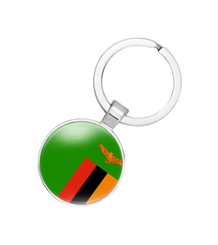 EnigmaGlow Zambia Flag Keyring Key Chain Zinc Alloy Keychains Daily