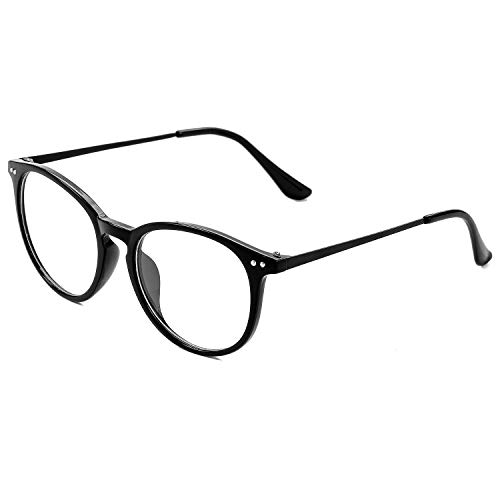 Kursan Non Prescription Clear Lens Fake Glasses For Women Men Retro Round Metal Frame Eyeglasses (Bright Black) #TOP1