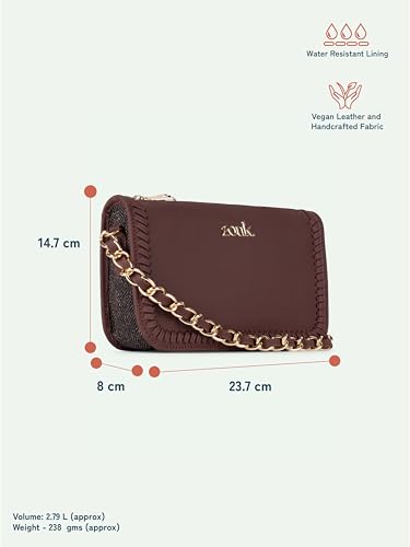 Image of ZOUK Small Shoulder Bag Bag for Women | Stylish Vegan Leather Shoulder Bag with Gold Chain Handle | Water-Resistant | Chic & Handcrafted Purse |