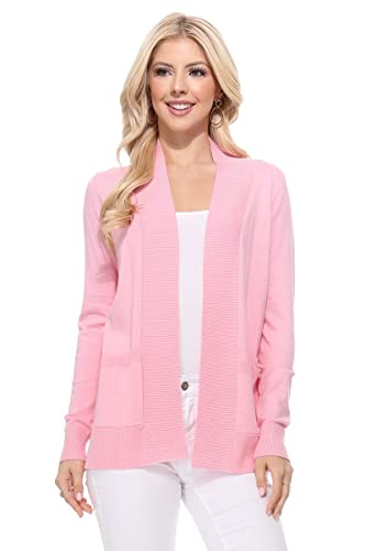 Image of YEMAK Women's Long Sleeve Open Front Knit Sweater Cardigan Shrug with Pocket (S-XL)