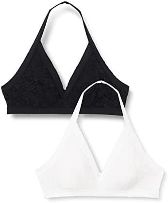 Iris & Lilly Women’s Microfibre and Lace Bralette, Pack of 2