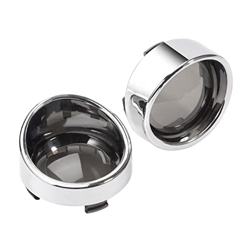 Pbymt 4Pcs Smoke Turn Signal Lens Cover 2" Bullet Visor-Style Chrome Bezels Compatible For Harley Davidson Dyna Street Glide Road Softail Custom Cruiser 2000-2023 #TOP3