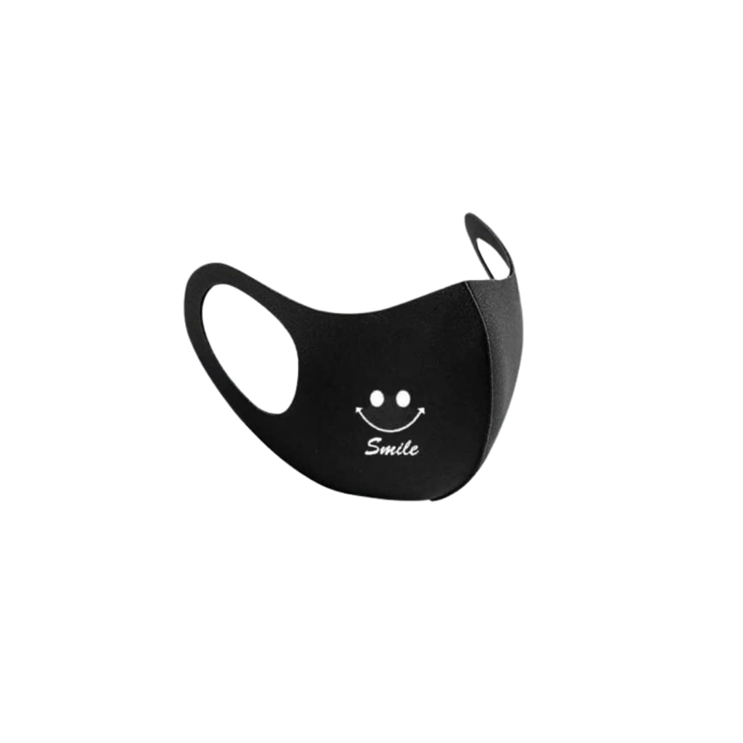 Smile Scuba Mask | Cotton Cloth Ultimate Comfort Face mask | Washable & Reusable Stylish | UV Protection Antibacterial Stretchable Material | Smile Black pack of 1-image-41