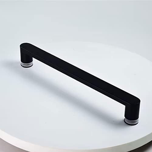 Matte Black Stainless Steel Bathroom Door Knobs & 400mm Towel Bar, Shower Glass Door Pull Handle & Grab Bar for Enclosures, Durable & Stylish Bathroom Accessories