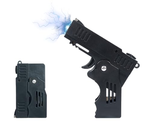 Foldable Stun Gun for Self-Defense with LED Flashlight, Safety Switch Rechargeable, Mini Personal Security Device for Men and Women
