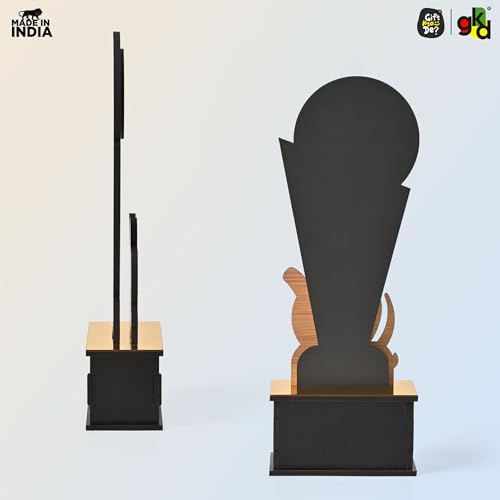 Image of GKD Wooden Cricket Trophy for Winners - Men's Cricket Cup Memento for Tournaments, Corporate Events & School Competitions | Self-Customizable with Stickers (Men 12 Inch)