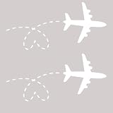 Girnfac 2PCS Plane Flew Over and Left Love Car Sticker Decal, Water-Resistant Vinyl Funny Car Window Bumper Sticker, Universal Vehicle Exterior Decoration Accessories for Truck Motorcycle(WH&15CM)