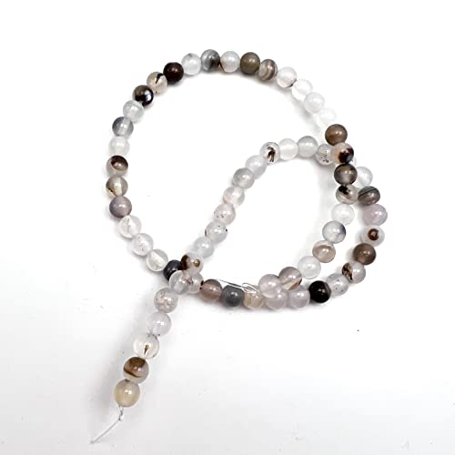 Qiwan 60Pcs 6Mm Smooth Surface Moss Grass Agate Gemstone Jewellery String, Round Loose Beads For Diy Jewelry Making, 1 String/15 Inches #TOP5