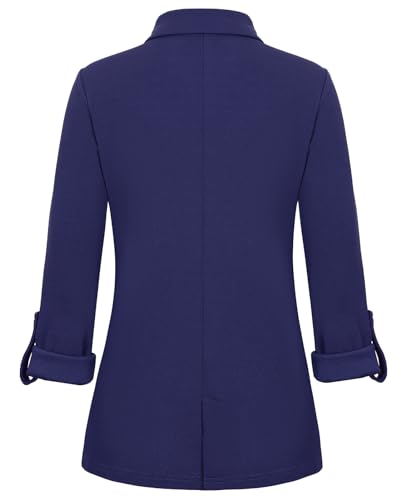 MINTLIMIT Womens Casual Blazers Button Front 3/4 Roll-up Sleeve Notched Lapel Business Work Blazer Jacket with Pockets3