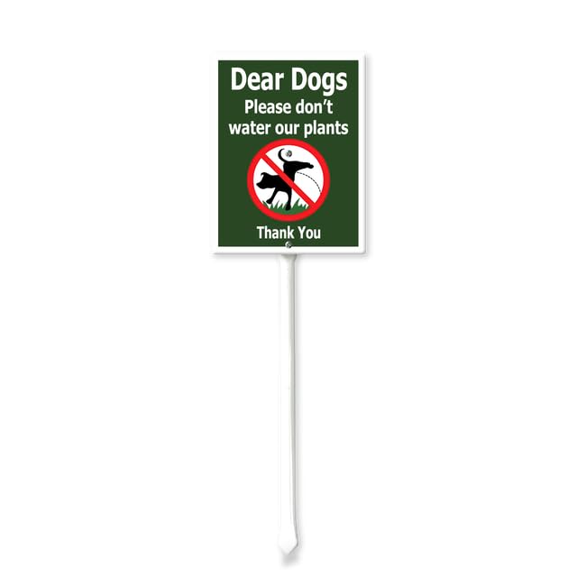 Horienteeon Dear Dogs Please Don't Water Our Plants Signs for Yard with Stake, Sturdy Aluminum Sign Rust Free, Funny Yard Sign Decoration for Yard Garden Lawn Outdoor 20×30cm