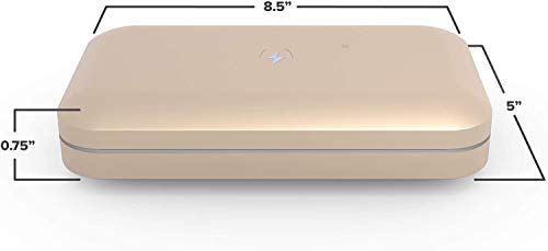 Image of PhoneSoap 3 UV Cell Phone Sanitizer & Dual Universal Cell Phone Charger Box | Patented & Clinically Proven 360-Degree UV-C Light Sanitizer | Disinfects and Charges All Phones (Gold)