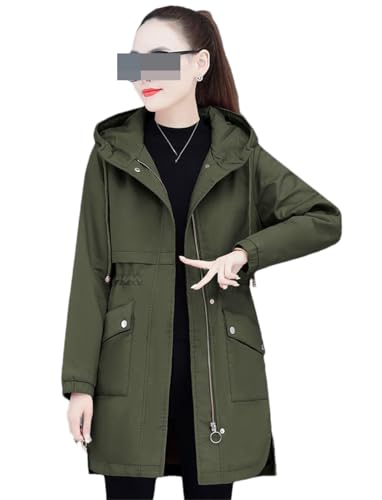 Varm parkas jacka för kvinnor tjock parkas med huva vinterrock snökläder ytterkläder, armé GN, 4XL