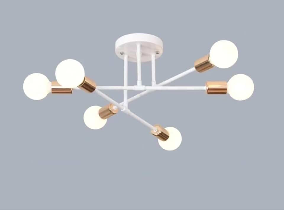 LUMINÁRIA LUSTRE PENDENTE SPUTNIK PARA 6 LÂMPADAS (Branco)