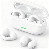 Ouvido sem Fio Com Clipe de Orelha Aberto, Fones de Ouvido Esportivos sem Fio Bluetooth 5.3, Microfone e Gancho de Orelha Integrados, 36 Horas de Reprodução, Design à Prova D'água(Branco)