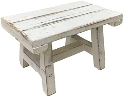 N/A Mini Retro White Wooden Stool Chair Display Holder DIY Home Decor Multifunctional Rectangle