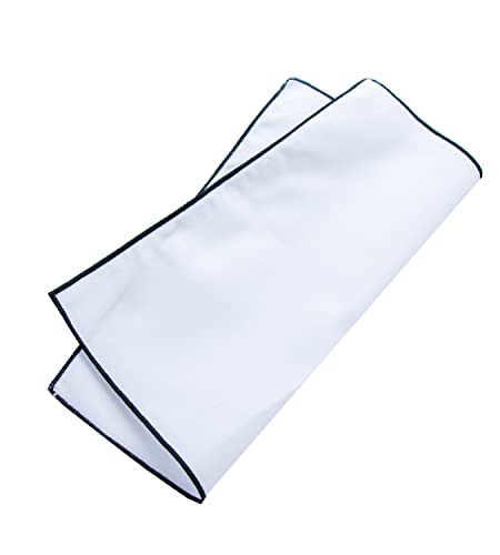 Image of 3-Pk Mens Cotton White Pocket Square with Color Border(10 Colors)