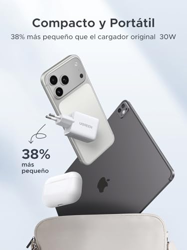 Miniatura 4 de UGREEN Zapix Cargador USB C 30W Enchufe iPhone Carga Rapida GAN (Bianco)