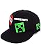 Minecraft Cap Boys Kids Green Black One Size Creeper Snapback Hat Talla única