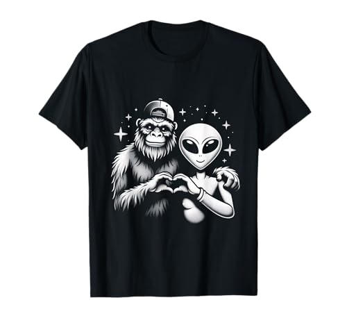 Panneau à main alien and bigfoot aliens believer sasquatch lover t-shirt