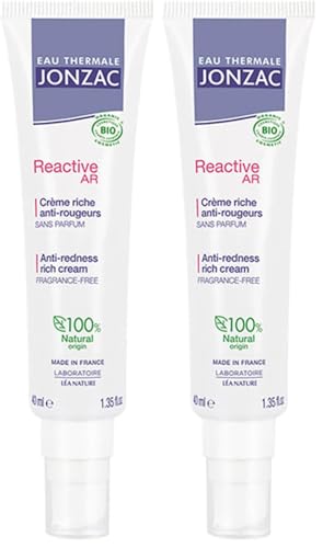 Eau Thermale Jonzac - Soin riche apaisant - Anti Rougeurs - Peaux réactives à intolérantes - Certifié Bio Cosmos Organic - Tube de 40 ml (Lot de 2)