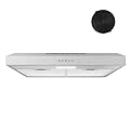 Zomagas Range Hood 30 inch Under Cabinet, Stainless Steel Range Hood 280CFM, Slim Kitchen Stove Hood w/Push Button, Ducted/Ductless Convertible Duct, 3 Speeds Exhaust Fan, LED Light and Carbon Filter