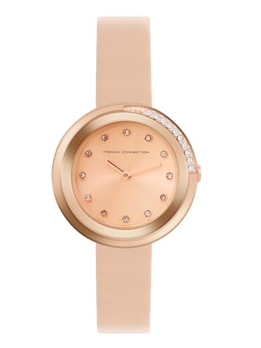 Image of French Connection Sunray Rosegold Round Dial with Pink Leather Strap Watch for Womens - FCO1RGL
