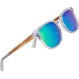 Woodies Clear Acetate Frame and Colored TAC Lenses Sunglasses | FREE Wooden Gift Box | 100% UVA/UVB