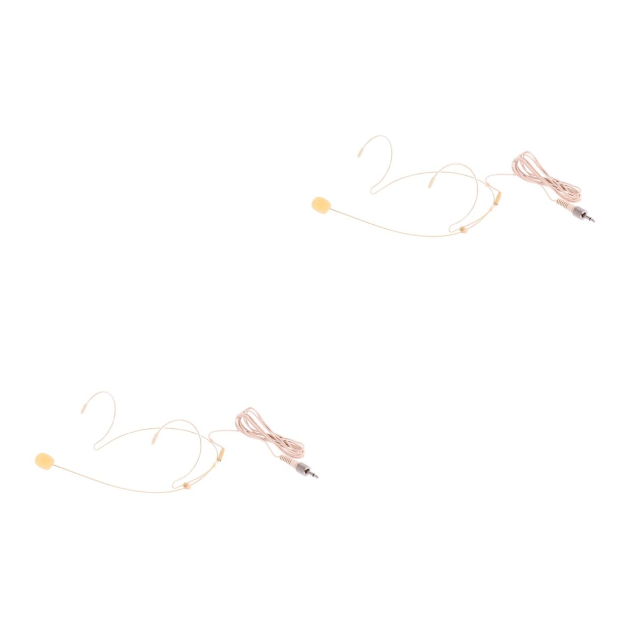 FAVOMOTO 2pcs Professional Condenser Mic Headset Wired Microphone Stand for Voice Amplifier Singing Black