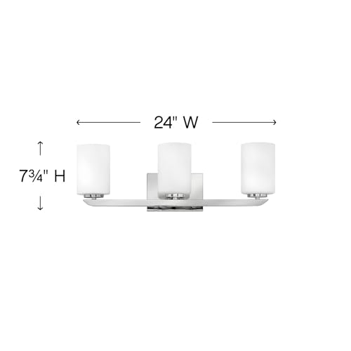 Image of Hinkley Kyra Medium Three Light Bathroom Vanity Fixture, Install Up /Down, Etched Opal Shades, Polished Nickel