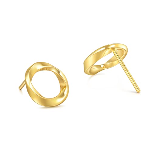 Image of CHOW SANG SANG Essence 999 24K Gold Mobius Strips, Endless love Hoop Stud Earrings for Women 93863E