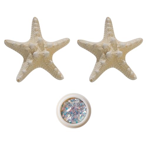 2 Pcs Starfish Hair Clips Mermaid Sea Star Hair Clips Beach Hair Pins Hairpins Hair Barrettes Mermaid Hair Accessories with Face Makeup Glitter