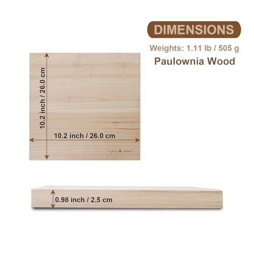 Tabla de cortar cuadrada de madera Paulownia 26 cm miniatura 2