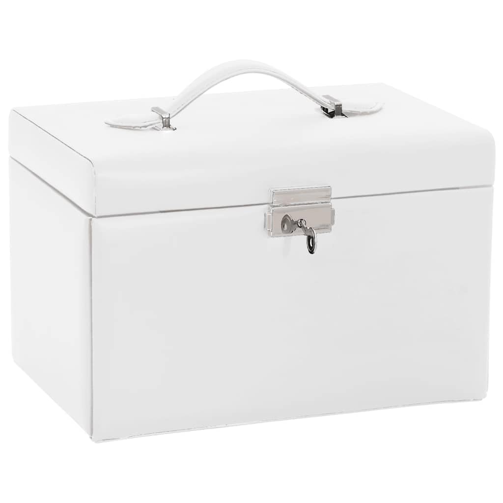 vidaXL Jewellery Box 3-Layer with Mirror Lockable White 26x18x17.5 cm, jewelry organiser, ring box, personal jewellery box, jewellery chest