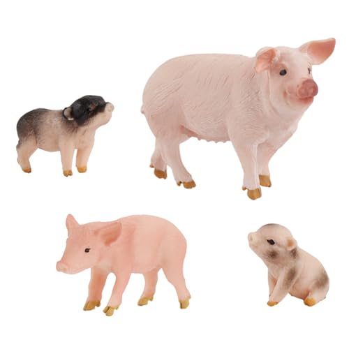 DOYIFUN 4 Pcs Realistic Farm Pig Animals Model Figure Toy Set,Barn Farm Pig Figurines Collection Playset with Farm Keepers, Preschool Science Educational Learn Cognitive Props