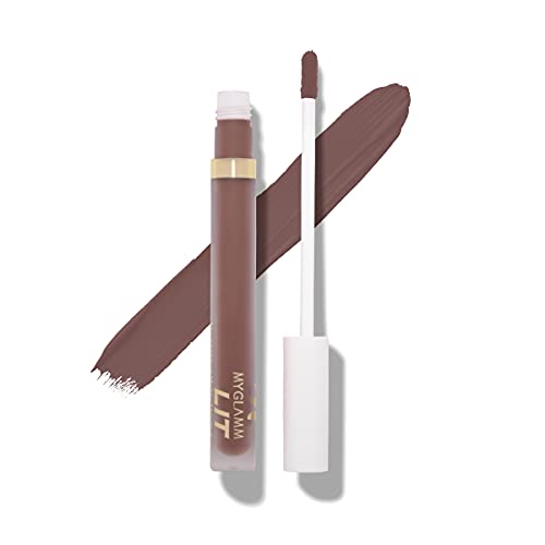Image of MyGlamm LIT Liquid Velvet Matte Lipstick-Thank You, Next (Grey)-3 ml | Mousse-Like, Hydrating Formula | Matte Lipstick | Liquid Lipstick