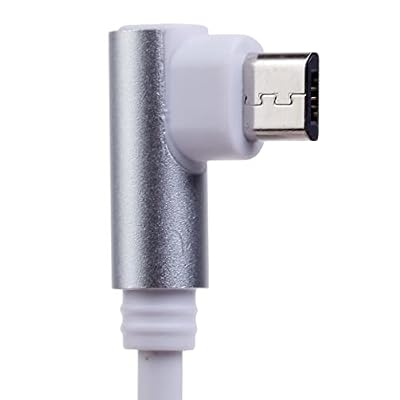 90 Degree USB Cable Right Angle Charger L Shape Charging Data Sync Cord USB Data Cable Fast Charging 0.3m, White